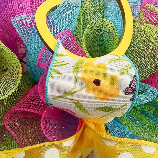 Monogram Summer Wreath | Spring Monogram Door Wreath | Pink, Turquoise, Yellow, Green : P1…