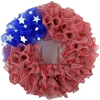July 4th Decor, American Flag Wreath, Americana Wreath for Front Door, Red White Blue Stars