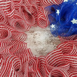 July 4th Decor, American Flag Wreath, Americana Wreath for Front Door, Red White Blue Stars