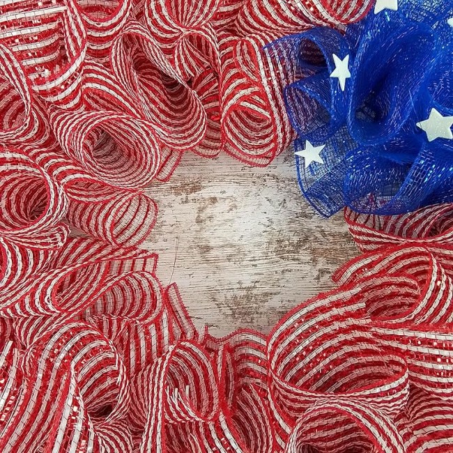 July 4th Decor, American Flag Wreath, Americana Wreath for Front Door, Red White Blue Stars