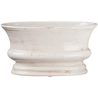  Oval Distressed Ceramic Vase, Home Decor Accents, Modern Farmhouse Living Room Décor and Accessories, Ideal Shelf Décor, Table and Mantle Decorations, (CM2342)