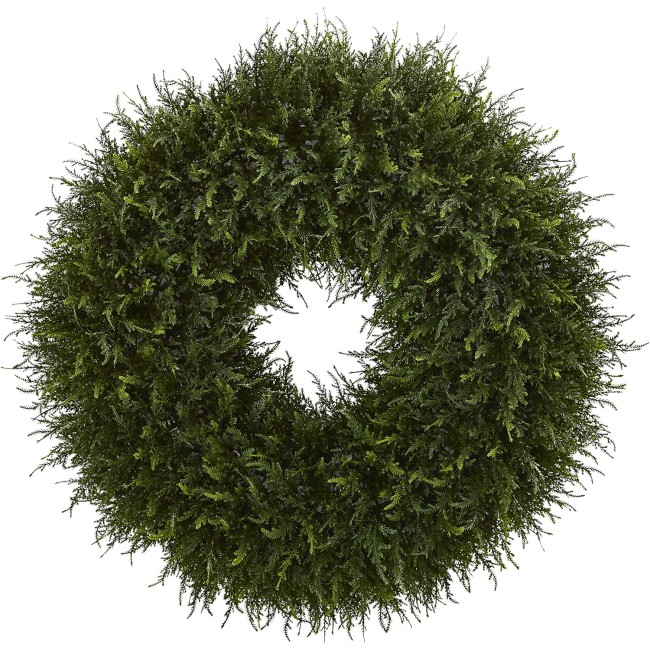 Nearly Natural 32-in. Giant Cedar Artificial Wreaths Green