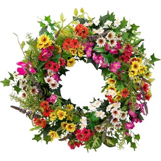 28in Meadow Outdoor Floral Artificial Wreath