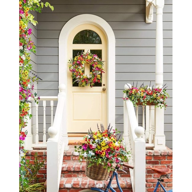 28in Meadow Outdoor Floral Artificial Wreath
