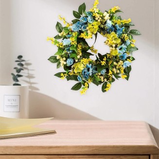 Mother's Day Artificial Flower Wreath, 16 Inch Spring Wreath Front Door Decoration, Holiday Wreath Rings for Wedding Farmhouse Floral Decor Front Door Hanging Decoration House Wall Window