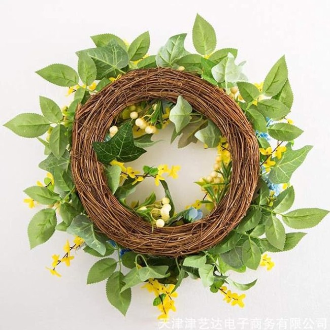 Mother's Day Artificial Flower Wreath, 16 Inch Spring Wreath Front Door Decoration, Holiday Wreath Rings for Wedding Farmhouse Floral Decor Front Door Hanging Decoration House Wall Window