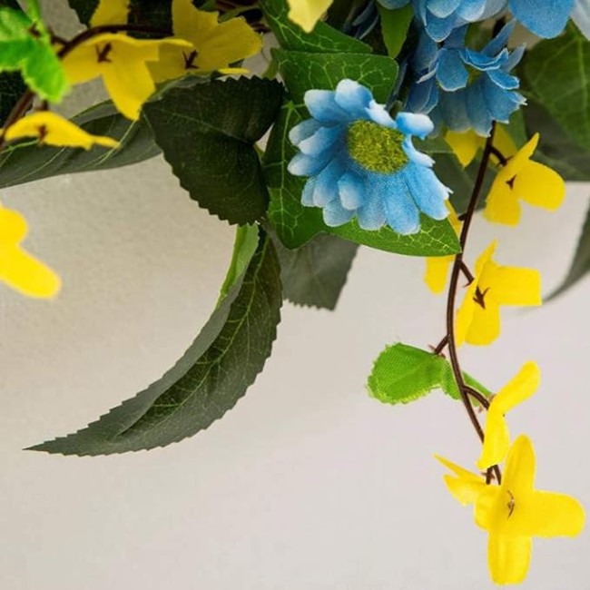 Mother's Day Artificial Flower Wreath, 16 Inch Spring Wreath Front Door Decoration, Holiday Wreath Rings for Wedding Farmhouse Floral Decor Front Door Hanging Decoration House Wall Window