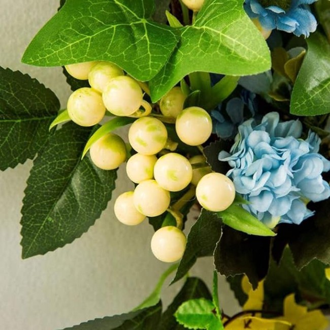 Mother's Day Artificial Flower Wreath, 16 Inch Spring Wreath Front Door Decoration, Holiday Wreath Rings for Wedding Farmhouse Floral Decor Front Door Hanging Decoration House Wall Window
