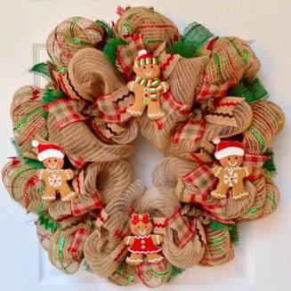 Gingerbread Men Cookies Christmas Wreath Deco Mesh