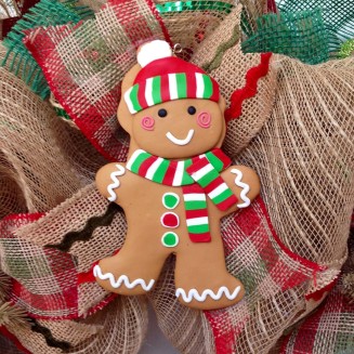 Gingerbread Men Cookies Christmas Wreath Deco Mesh