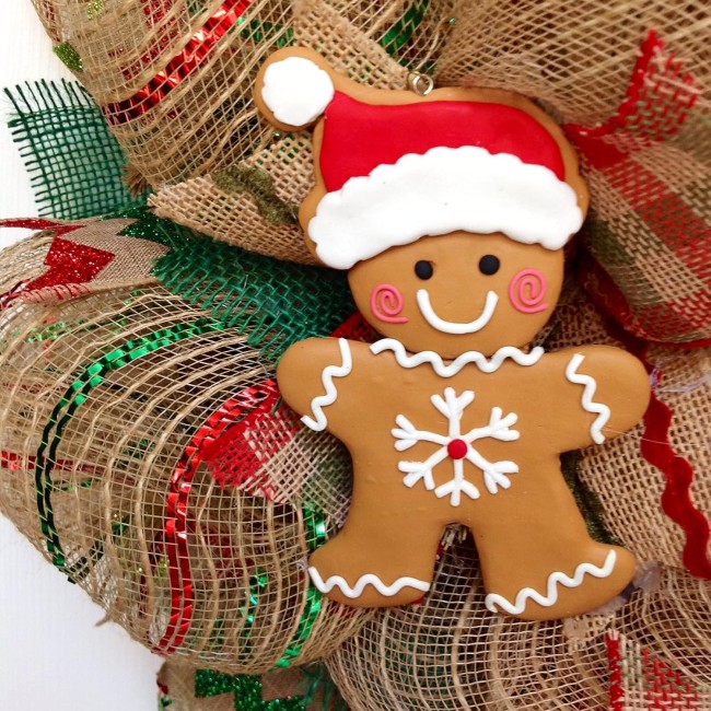 Gingerbread Men Cookies Christmas Wreath Deco Mesh