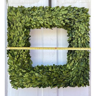 20" Diameter Square Real Preserved Boxwood Wreath-Natural