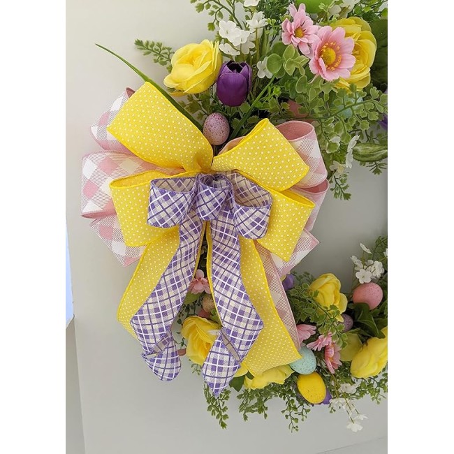 Spring Floral Grapevine Wreath with Easter Eggs