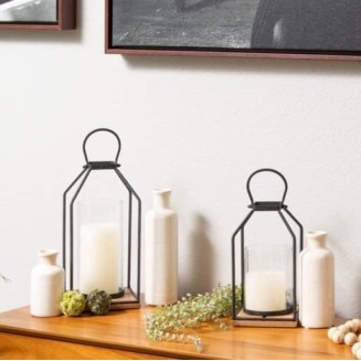  Modern Metal Candleholder Set of 3, Modern Home Décor Pieces, Mantel, Shelf, Entryway, Living Room Décor, Centerpieces, Candles, LED Candles
