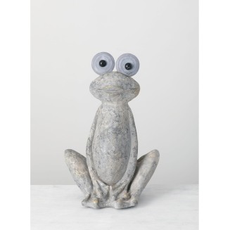 Sulivans Big Eyed Gray Frog Garden Statue, Perfect for a Table Centerpiece, Mantels and Shelf Decoration, Indoor or Outdoor Spring Decor for Home, Office, Patio and Lawn