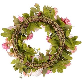 Wreath Artificial Flower Wreath Peony Wreath, 16inch Door Wreath Spring Wreath Round Wreath for The Front Door Wedding Decor Suitable for All Seasons and Festivals