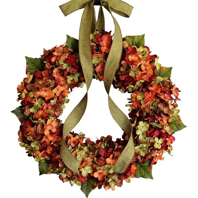 Back Porch Decor, 26 Inches Fall Wreath for Front Door | Fall Outdoor Wreaths | Hydrangea Wreaths for Front Door Window Wall Wedding Farmhouse Festival Decor Farmhouse(16 inches)
