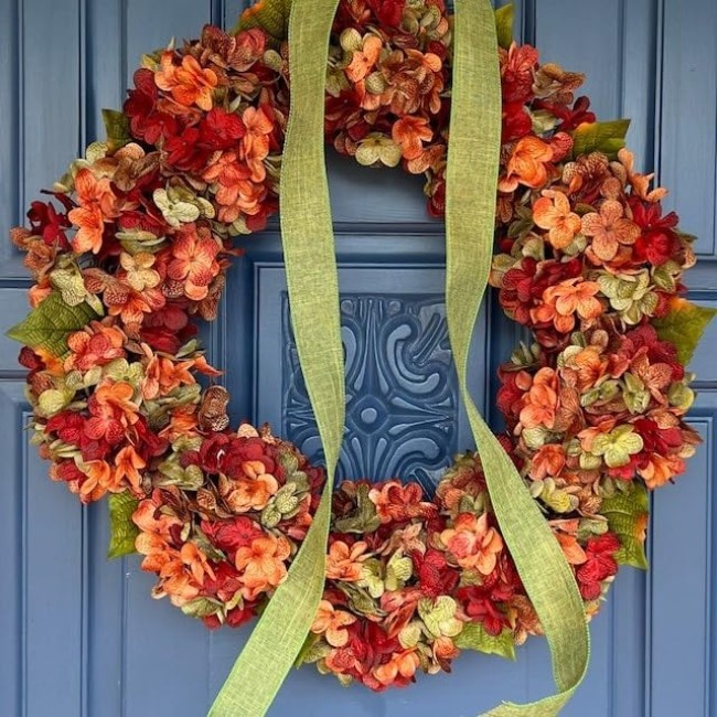 Back Porch Decor, 26 Inches Fall Wreath for Front Door | Fall Outdoor Wreaths | Hydrangea Wreaths for Front Door Window Wall Wedding Farmhouse Festival Decor Farmhouse(16 inches)