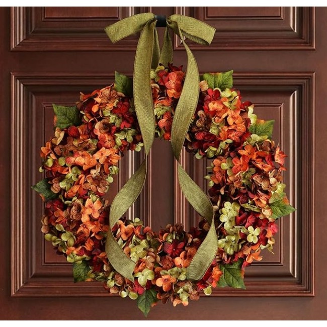 Back Porch Decor, 26 Inches Fall Wreath for Front Door | Fall Outdoor Wreaths | Hydrangea Wreaths for Front Door Window Wall Wedding Farmhouse Festival Decor Farmhouse(16 inches)