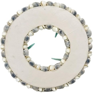 23" Nautical Seashell Wreath, Blue | Coastal Beach Floral Home Decor Indoor Outdoor Real Starfish Pearl Seashells