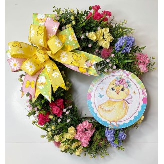 Spring Baby Chick Decor Wreath, Summer Floral Wreath for Mantel, Staircase, Home, Wall, Window, Front Door, Fireplace