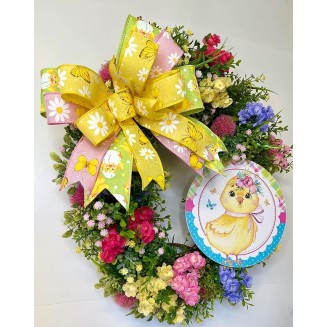 Spring Baby Chick Decor Wreath, Summer Floral Wreath for Mantel, Staircase, Home, Wall, Window, Front Door, Fireplace