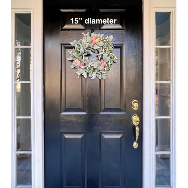 Elegant Spring Pink Tulips Wreath, Beautiful Farmhouse Wreath for Parties, Front Door, Birthday, Wedding, Staircase, Home, Wall, Window, Gift(20 inches)