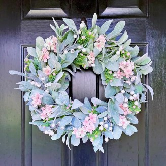 Spring Light Pink Flowers Cherry Blossoms Wreath, Beautiful Wreath for Parties, Front Door, Birthday, Wedding, Staircase, Home, Wall, Window, Gift(20 inches)