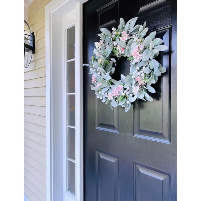 Spring Light Pink Flowers Cherry Blossoms Wreath, Beautiful Wreath for Parties, Front Door, Birthday, Wedding, Staircase, Home, Wall, Window, Gift(20 inches)