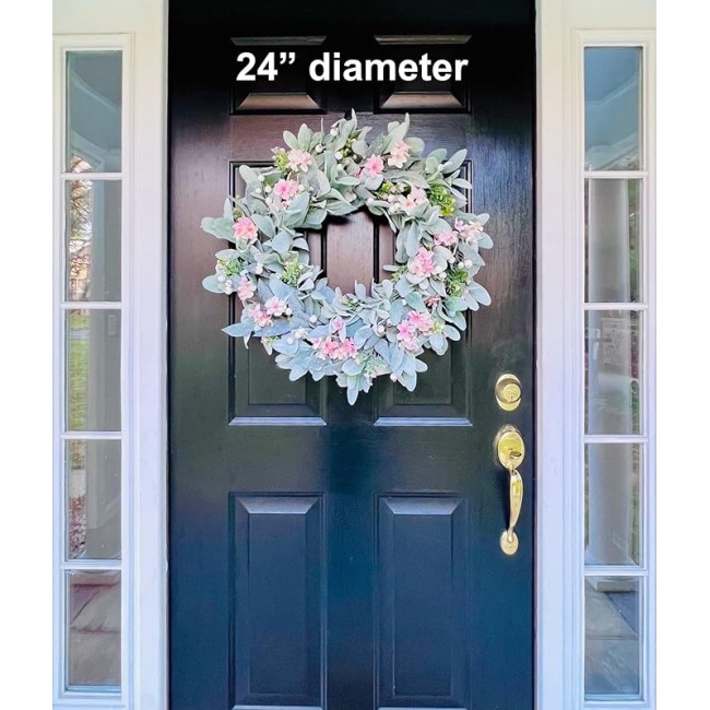 Spring Light Pink Flowers Cherry Blossoms Wreath, Beautiful Wreath for Parties, Front Door, Birthday, Wedding, Staircase, Home, Wall, Window, Gift(20 inches)