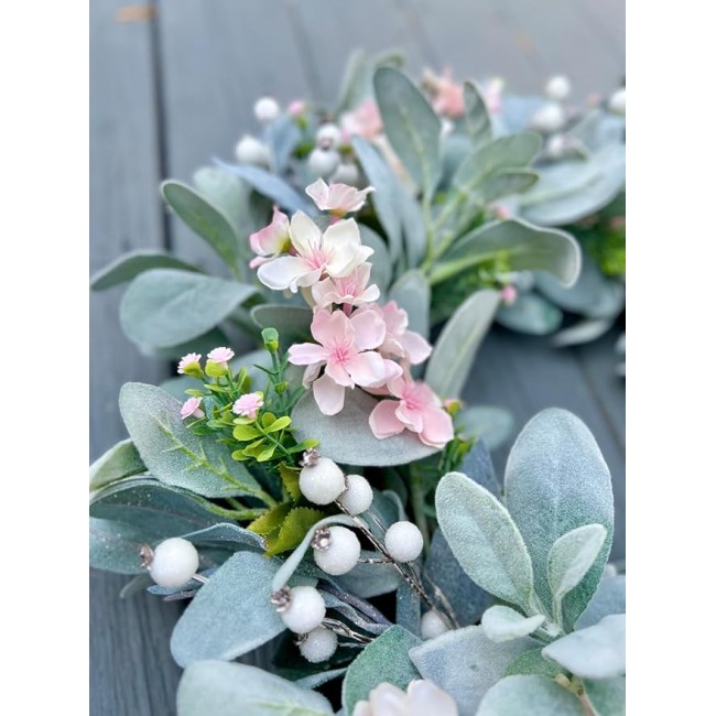 Spring Light Pink Flowers Cherry Blossoms Wreath, Beautiful Wreath for Parties, Front Door, Birthday, Wedding, Staircase, Home, Wall, Window, Gift(20 inches)