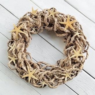 Elegant Starfish Nautical Beach Wreath, Beautiful Beach Wreath for Mantel, Staircase, Home Decor, Wall, Window, Front Door, Gift