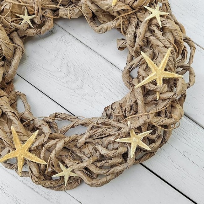 Elegant Starfish Nautical Beach Wreath, Beautiful Beach Wreath for Mantel, Staircase, Home Decor, Wall, Window, Front Door, Gift