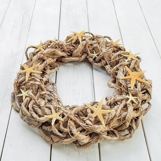 Elegant Starfish Nautical Beach Wreath, Beautiful Beach Wreath for Mantel, Staircase, Home Decor, Wall, Window, Front Door, Gift