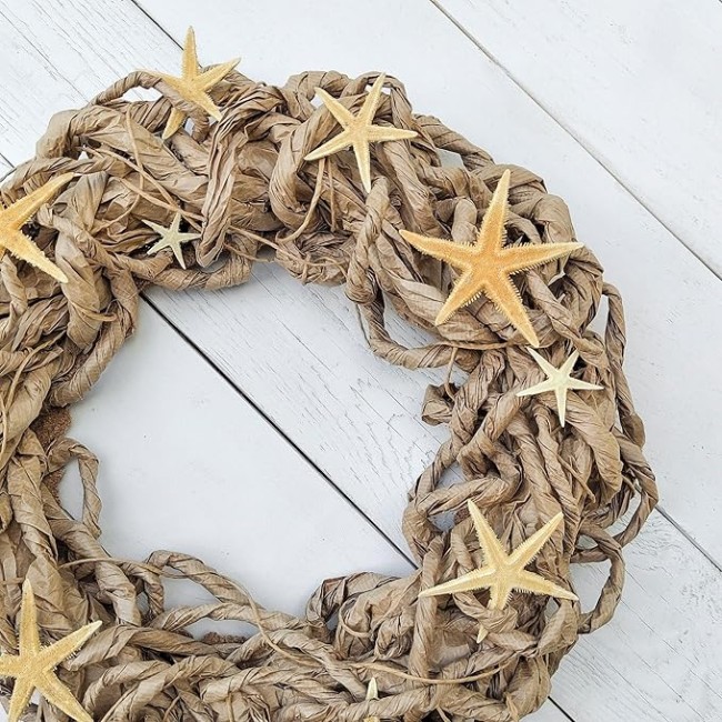 Elegant Starfish Nautical Beach Wreath, Beautiful Beach Wreath for Mantel, Staircase, Home Decor, Wall, Window, Front Door, Gift