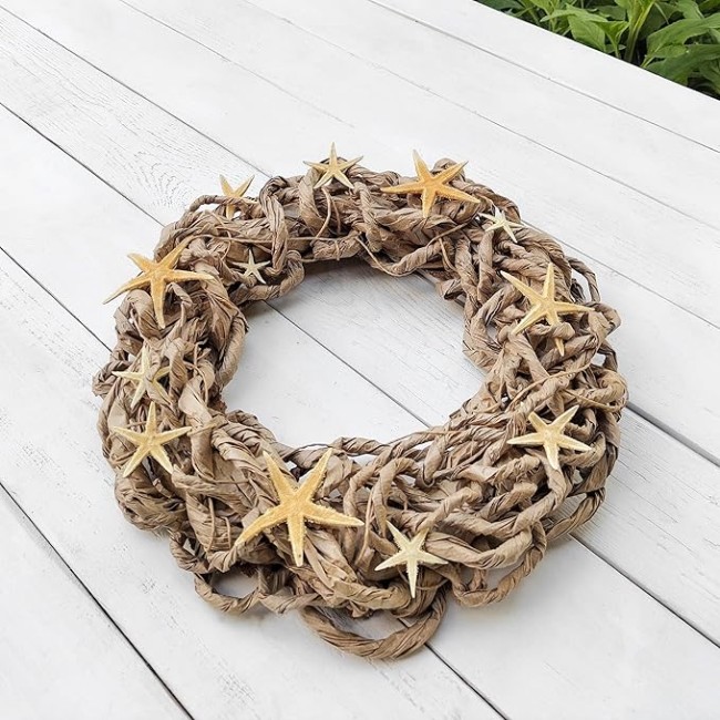 Elegant Starfish Nautical Beach Wreath, Beautiful Beach Wreath for Mantel, Staircase, Home Decor, Wall, Window, Front Door, Gift